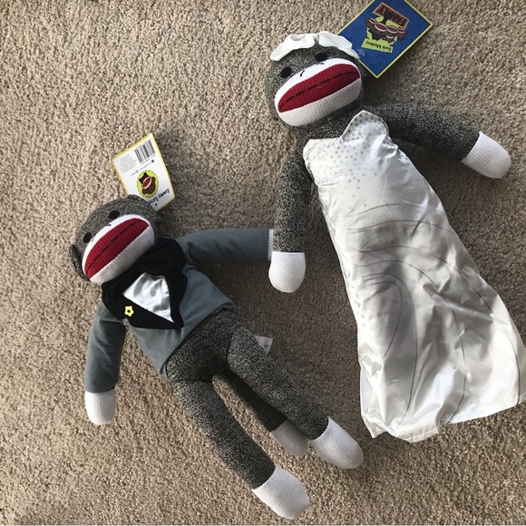 sock monkey fsmily Other - Sock Monkey Bride and Groom Wedding decoration dolls